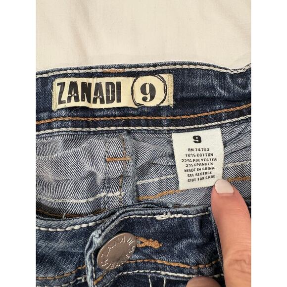 Zanadi Junior Size 9 Embellished Pockets Denim Skinny Low Rise Jeans - Picture 4 of 6